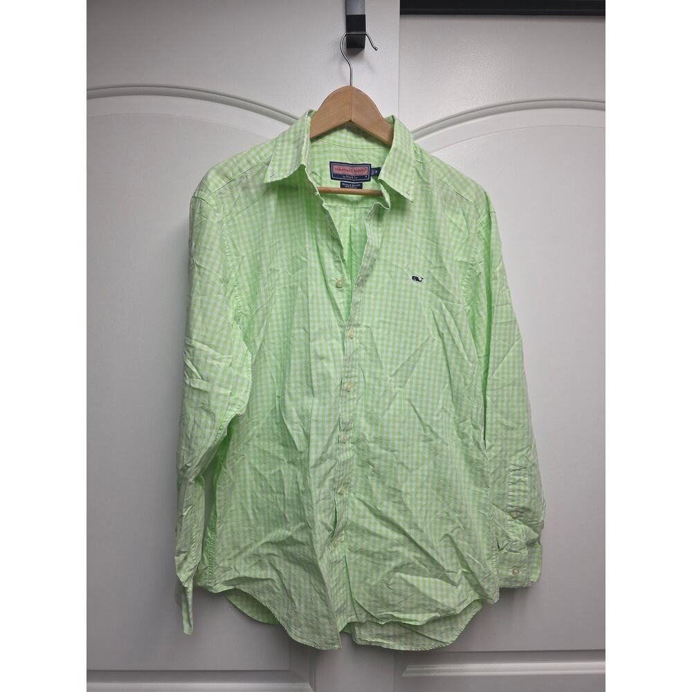 Vineyard Vines By Shep & Ian Size M Men’s Light Green Checkered Button Down